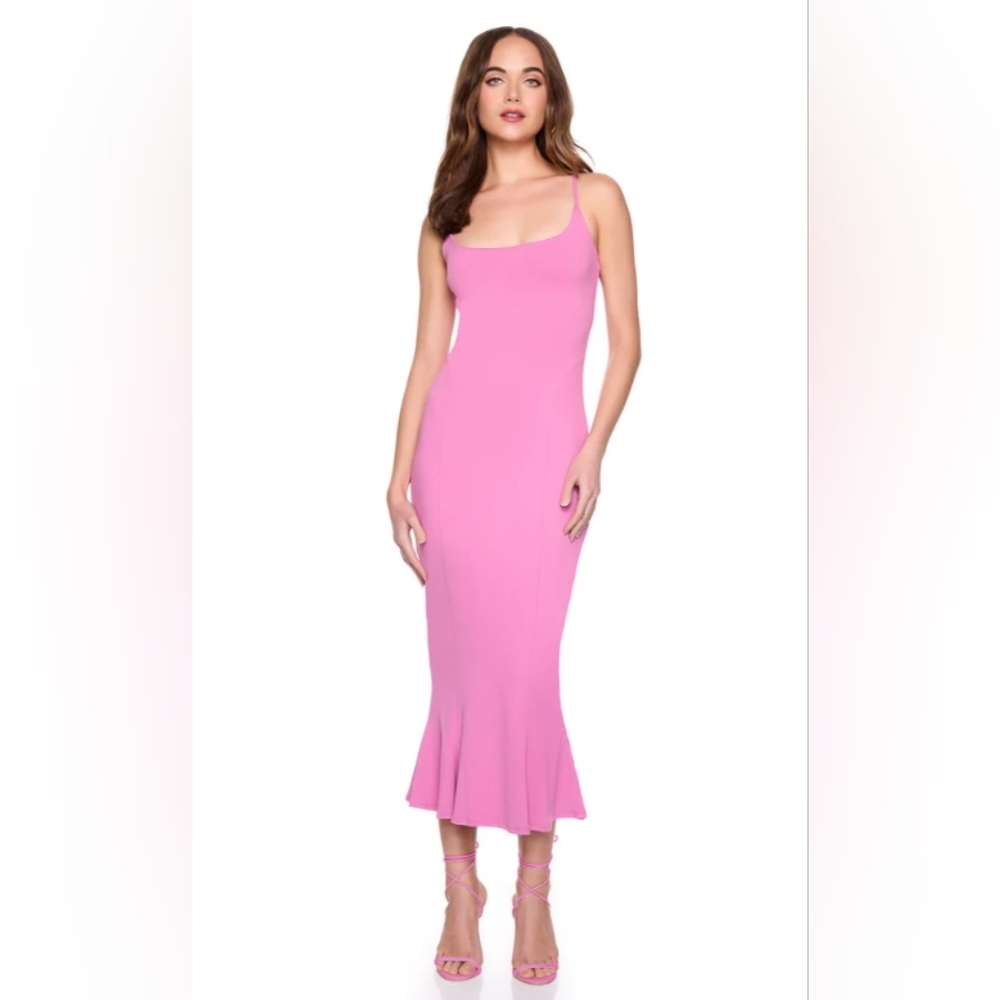 Susana Monaco String Trumpet Midi Dress In Mulberry- Medium